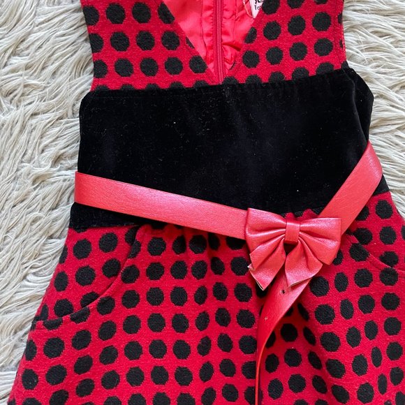 Girls Red and Black Polkadot Dress - Picture 2 of 6